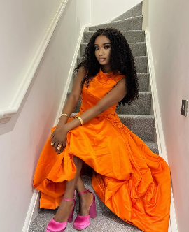 Elegant Orange Evening Gown