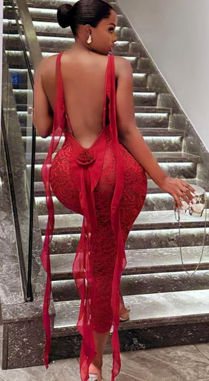 Elegant Red Lace Dress