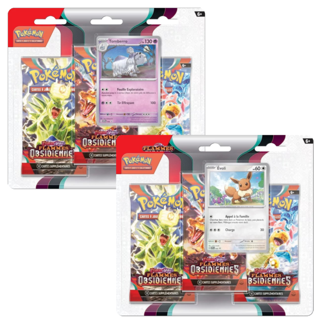 Tripack Flammes Obsidiennes (Évoli & Tomberro)