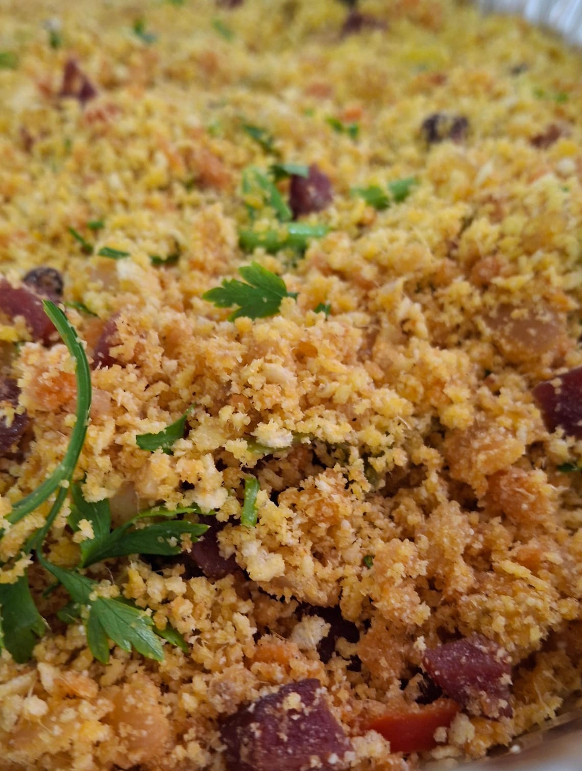 Farofa caseira com linguiça, bacon  e azeitonas 500g