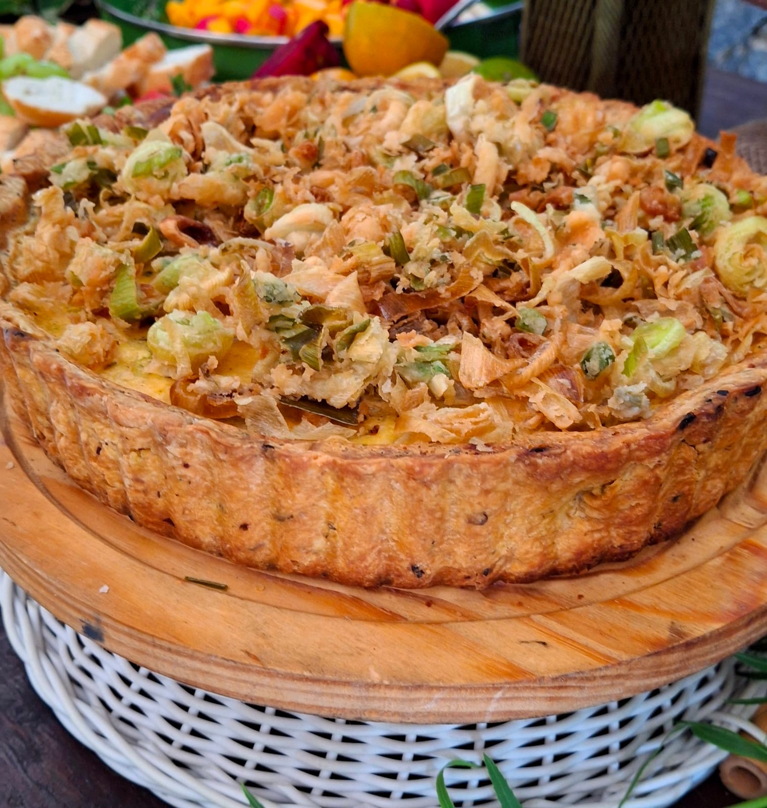 Torta de alho poró com requeijão 