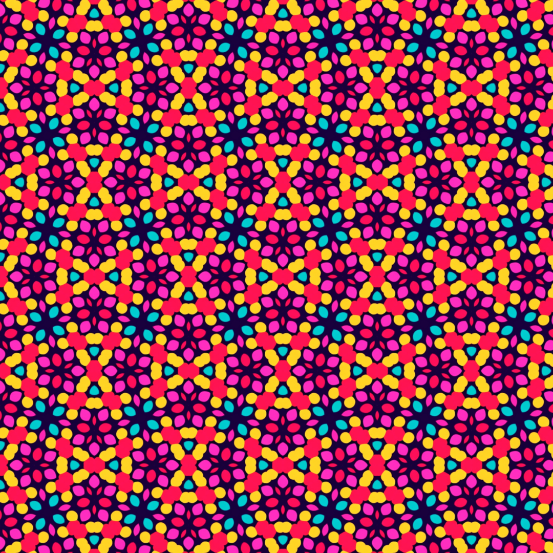 Colorful Creative Flower and Dots Repeat Pattern