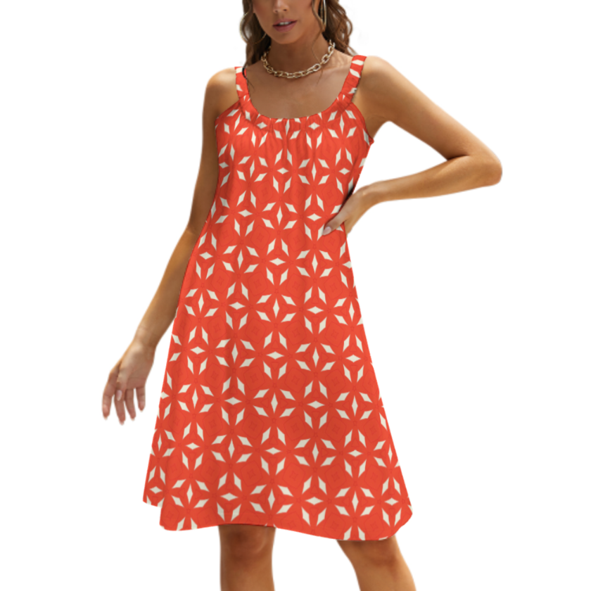 Red and White Shapes Repeat Pattern