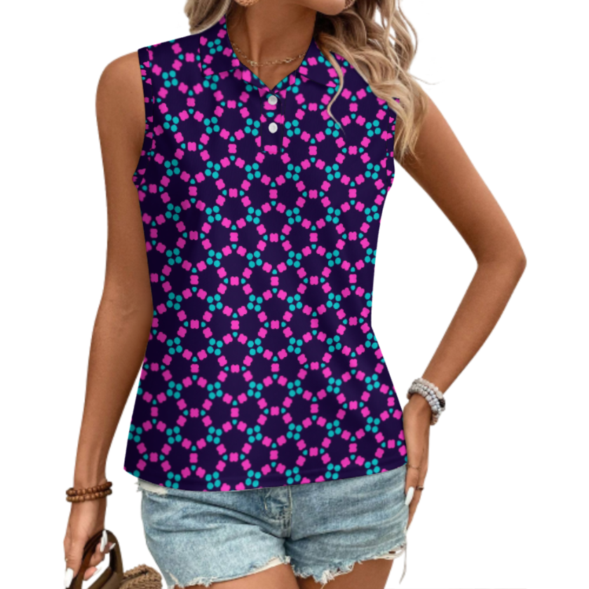 Neon Pink and Blue Dots Repeat Pattern