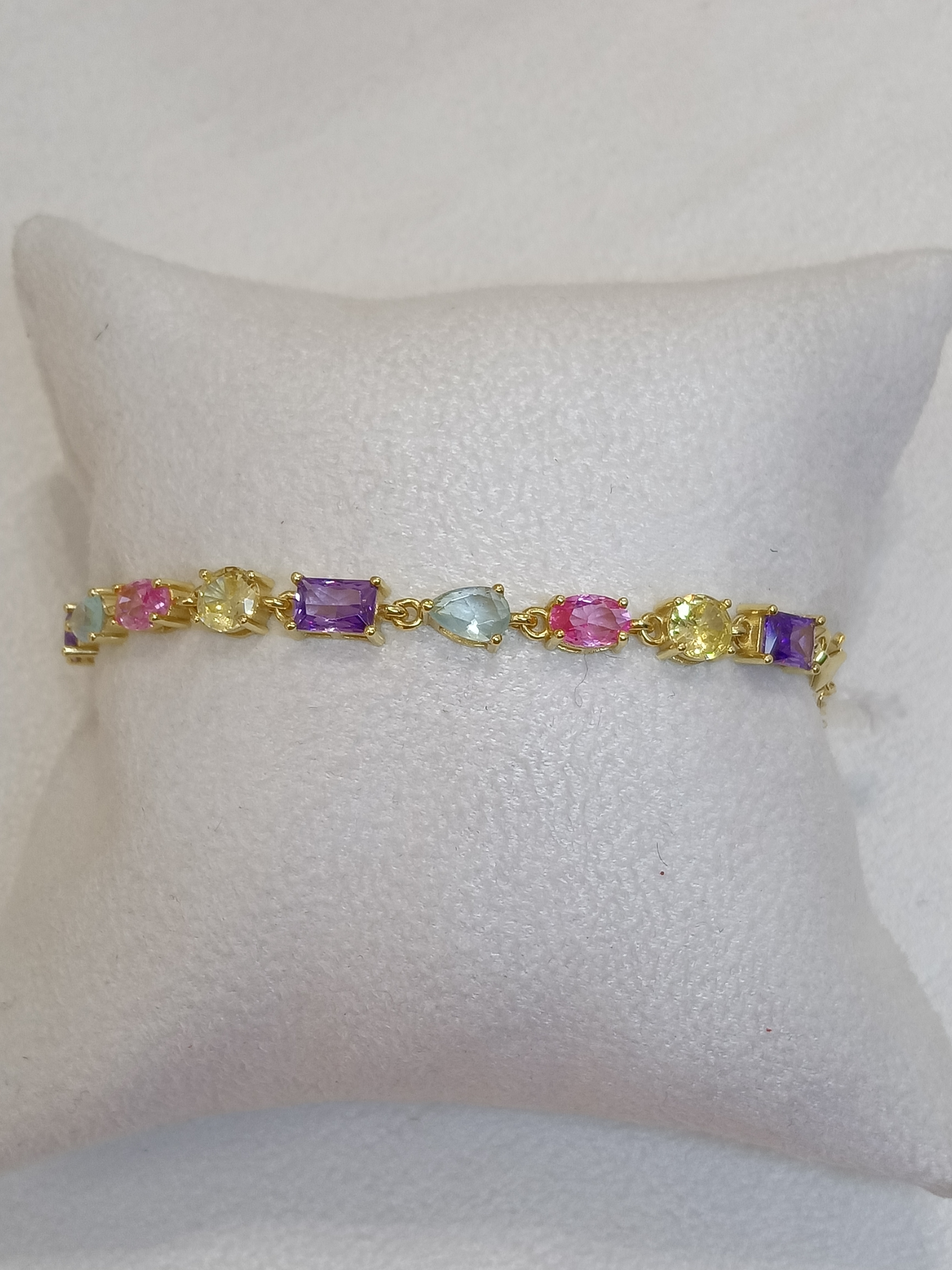 Bracciale in argento placcato oro con pietre colorate 