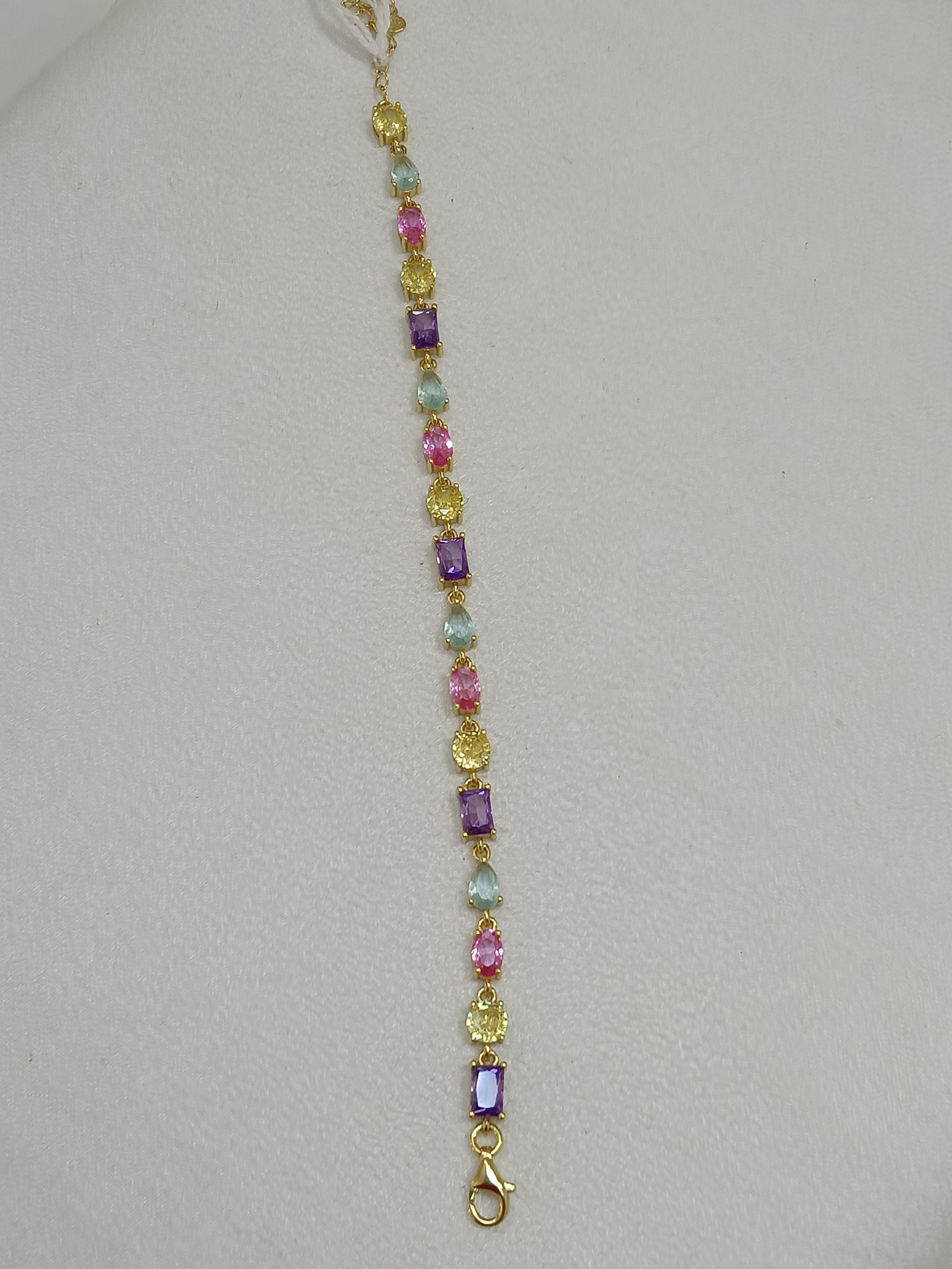 Bracciale in argento placcato oro con pietre colorate 