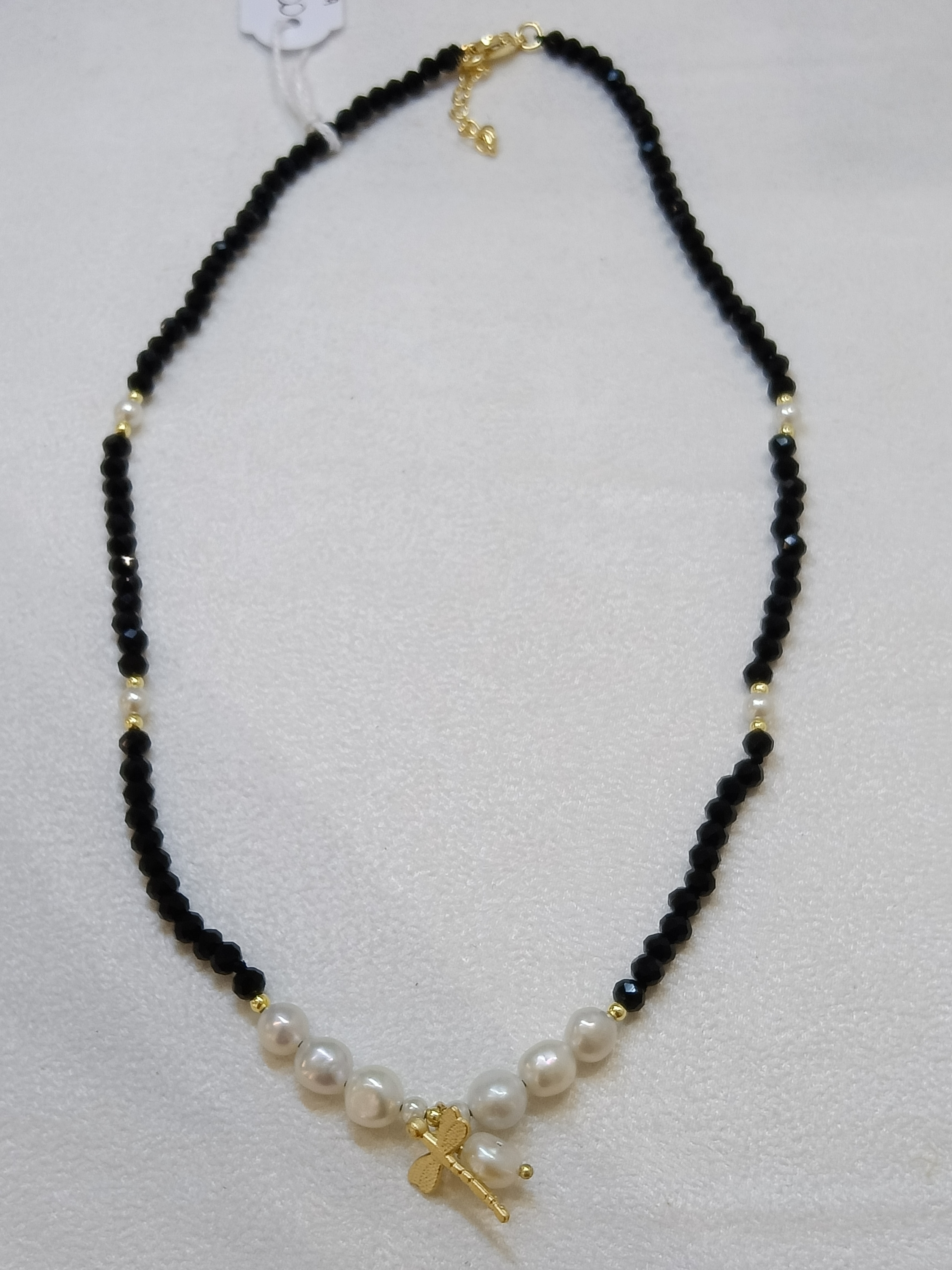 Collana cristalli e perle di fiume naturali 