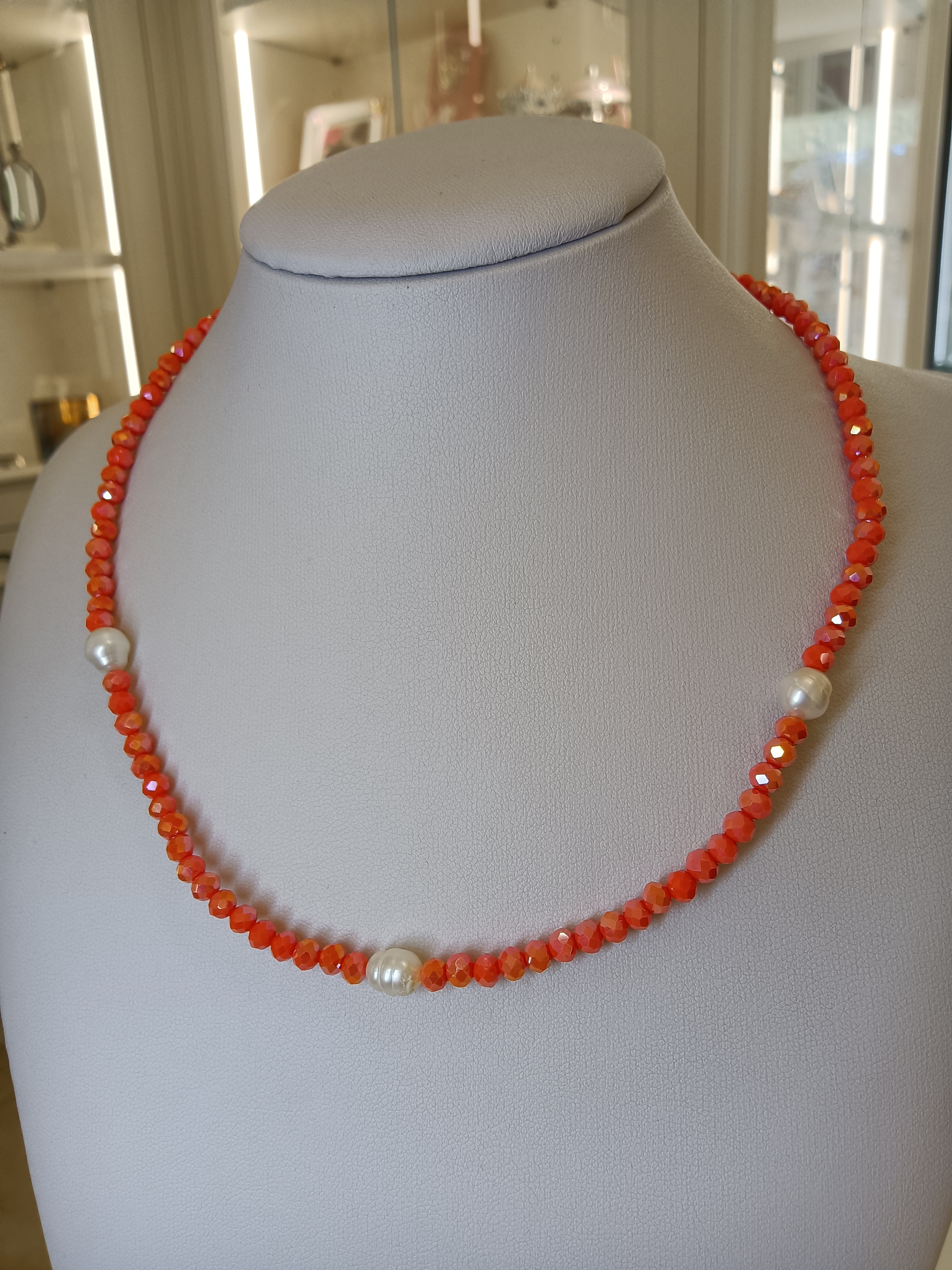 Collier perle e cristalli 