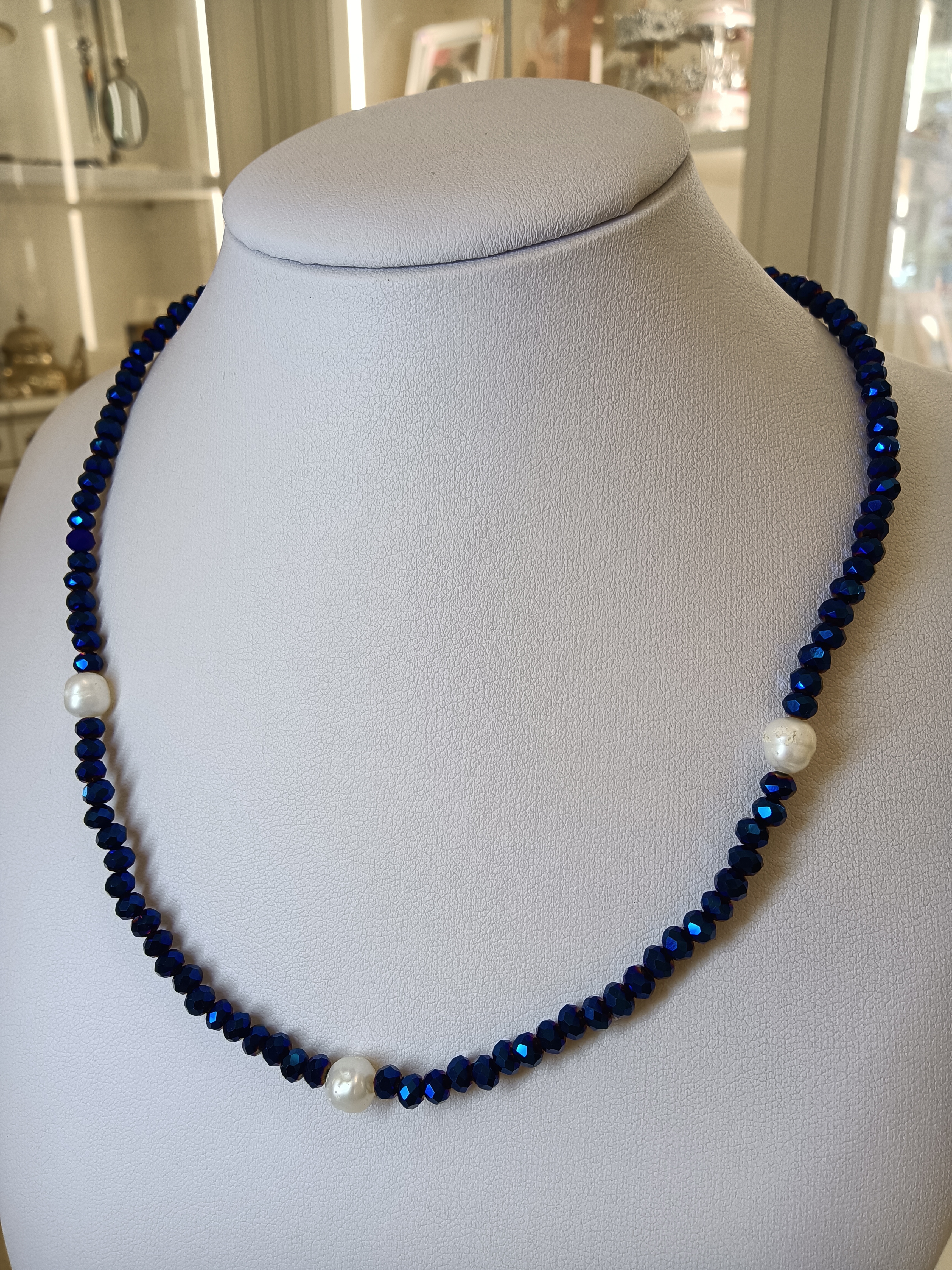 Collier perle e cristalli 