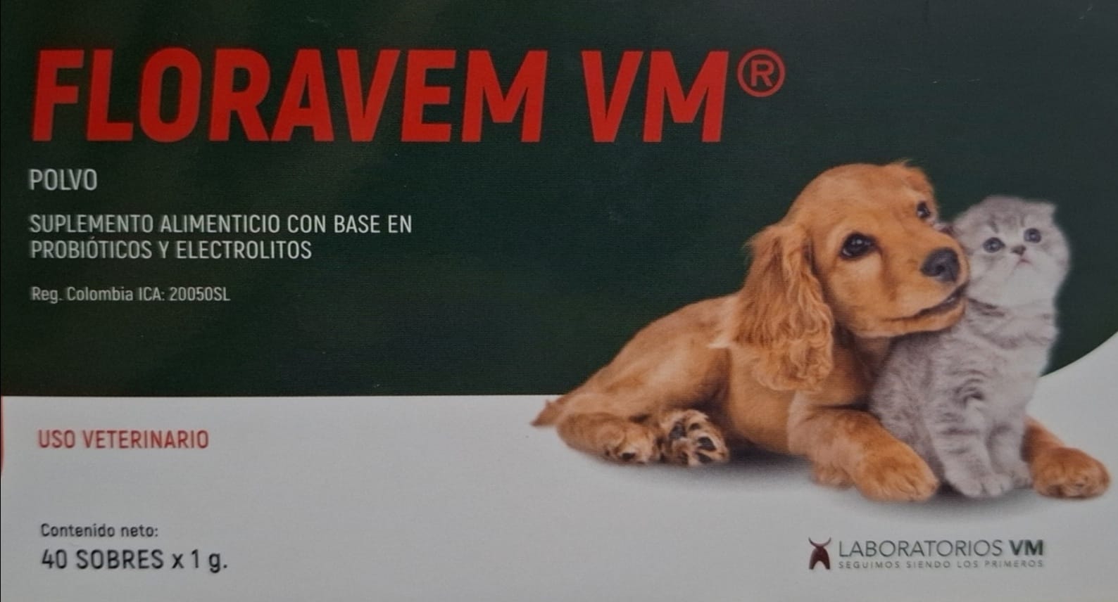 Probióticos Gato y Perro Floravem VM  suplemento alimenticio con base en probióticos y electrolitos 1GRAMO