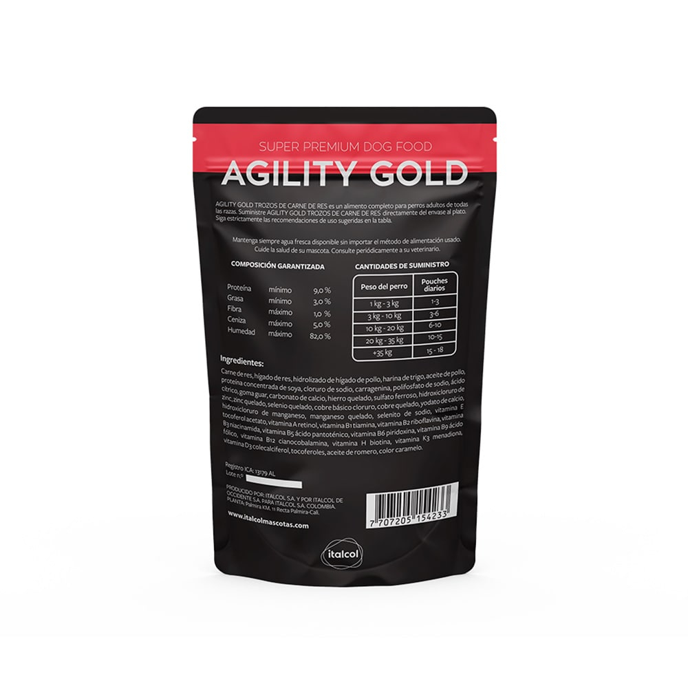 Agility Gold Perros Comida Húmeda Carne de Res