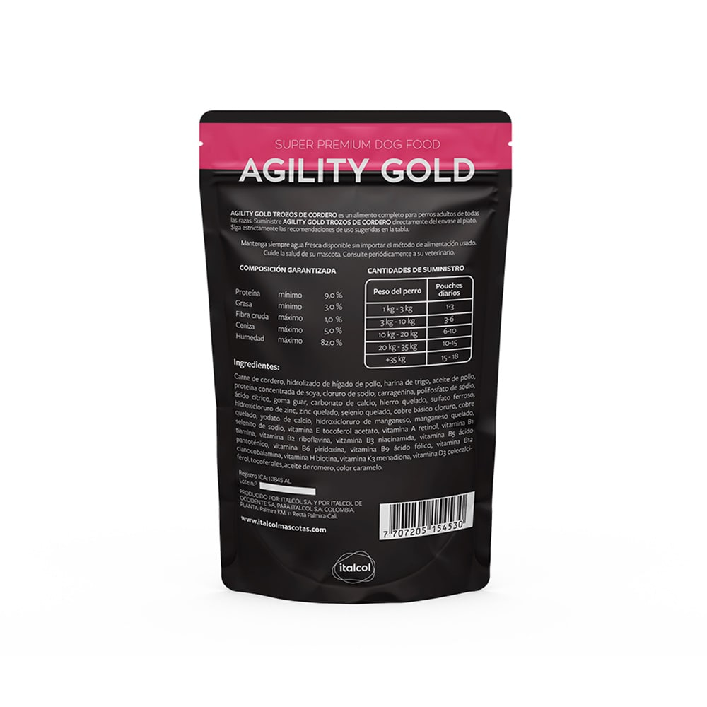 Agility Gold Perros Comida Húmeda Cordero 