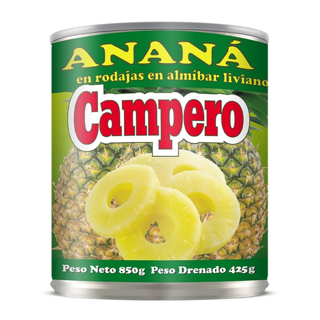 Ananá en rodajas en almíbar liviano