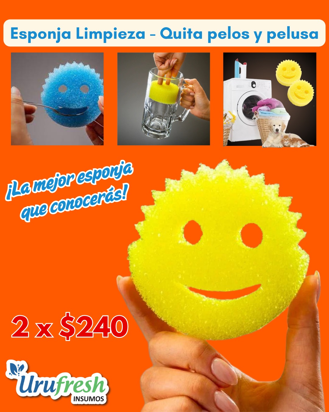 Esponja limpieza - Quita pelos y pelusa X2