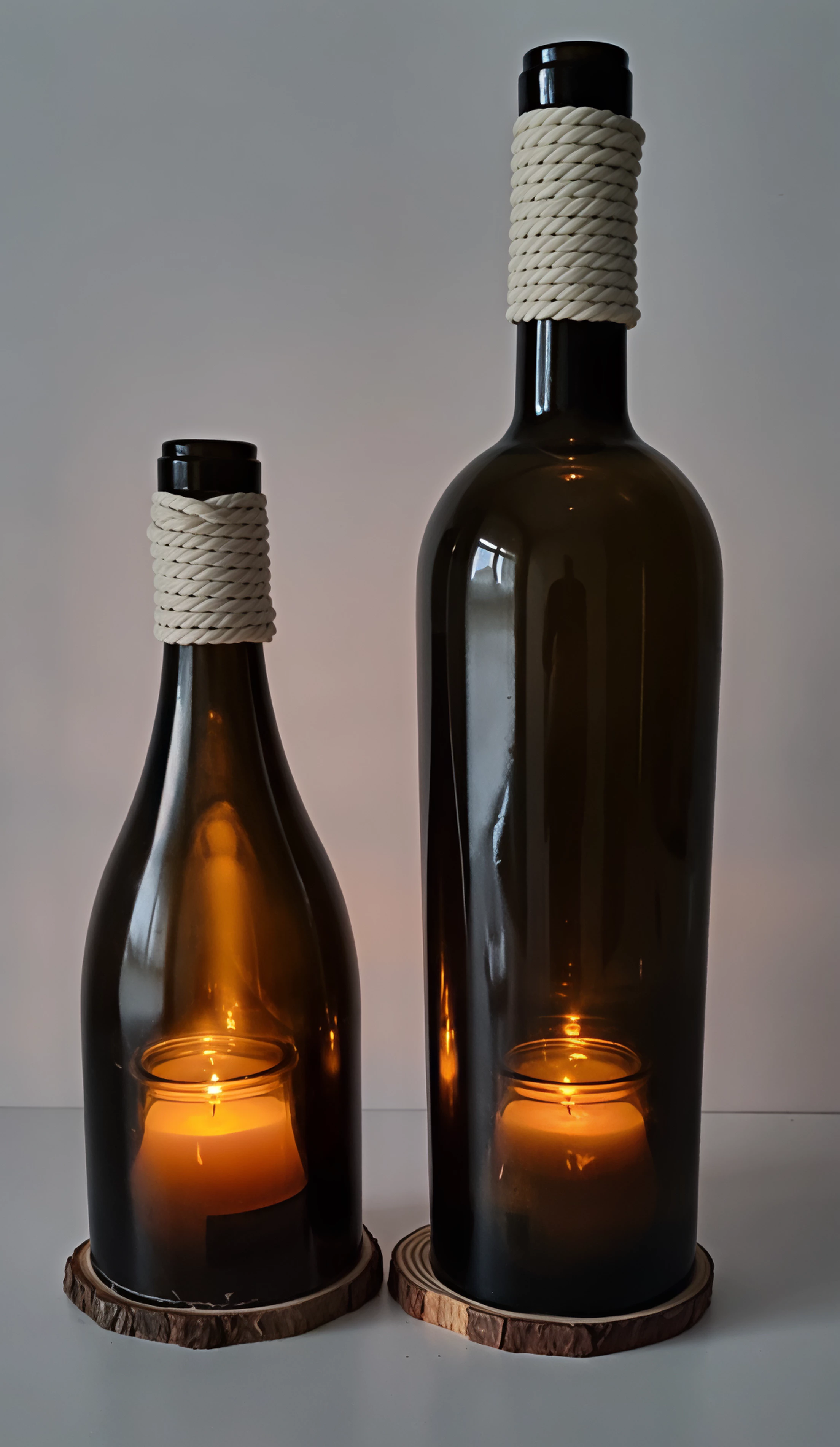 BOTELLA RECICLADA CON VELA