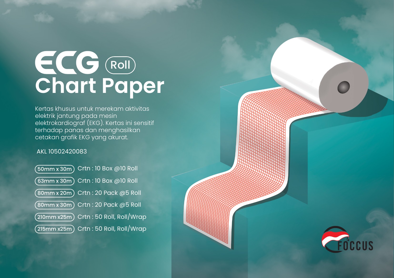 Kertas ECG 210 MM x 295 MM x 100Pcs