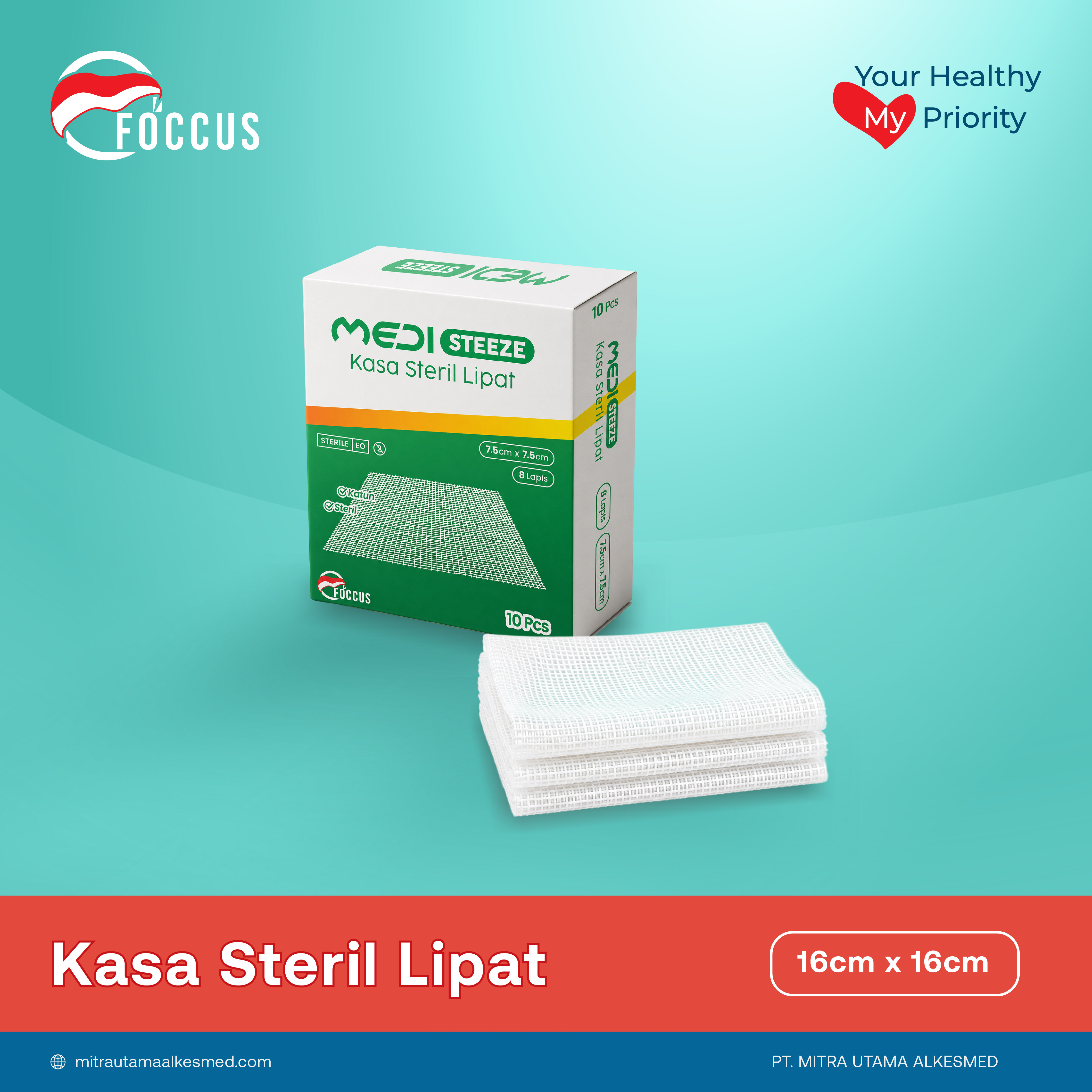 Kasa Steril Lipat 16 cm x 16 cm