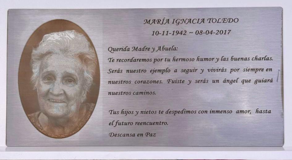 Placa Fúnebre Con Foto - Cementerio - Lápida / Nicho