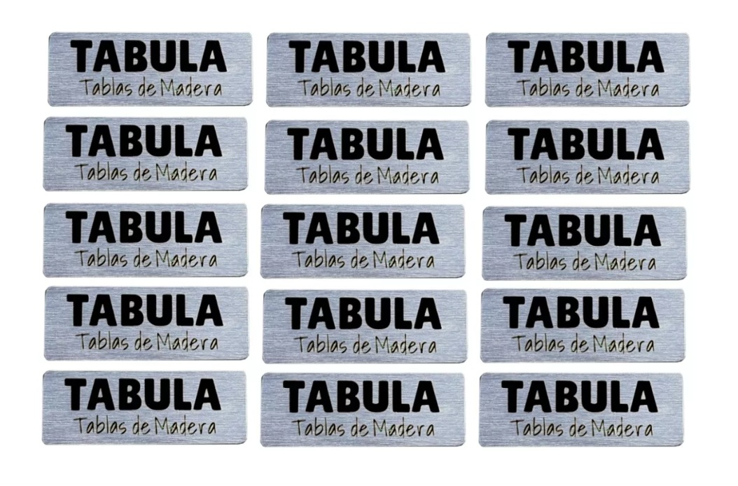 Pack por 10 Etiquetas Acero Inoxidable BÁSICAS con Logo 