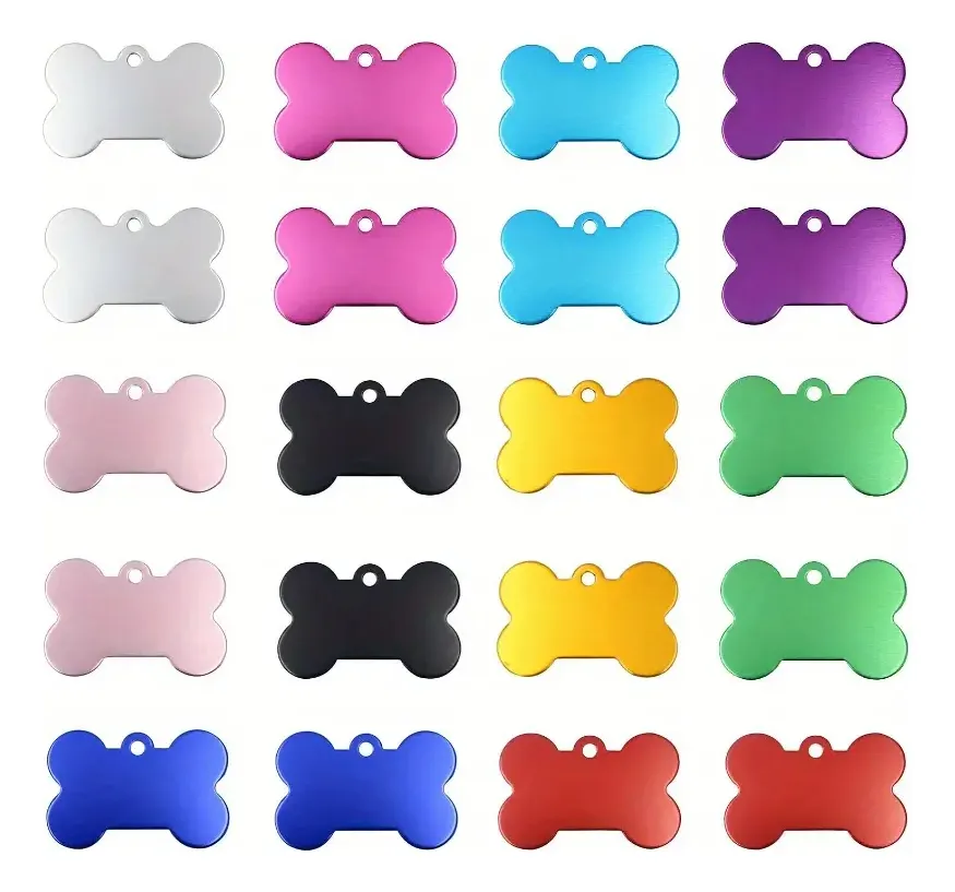 Chapitas Identificación Huesitos Color! Grabado Láser 