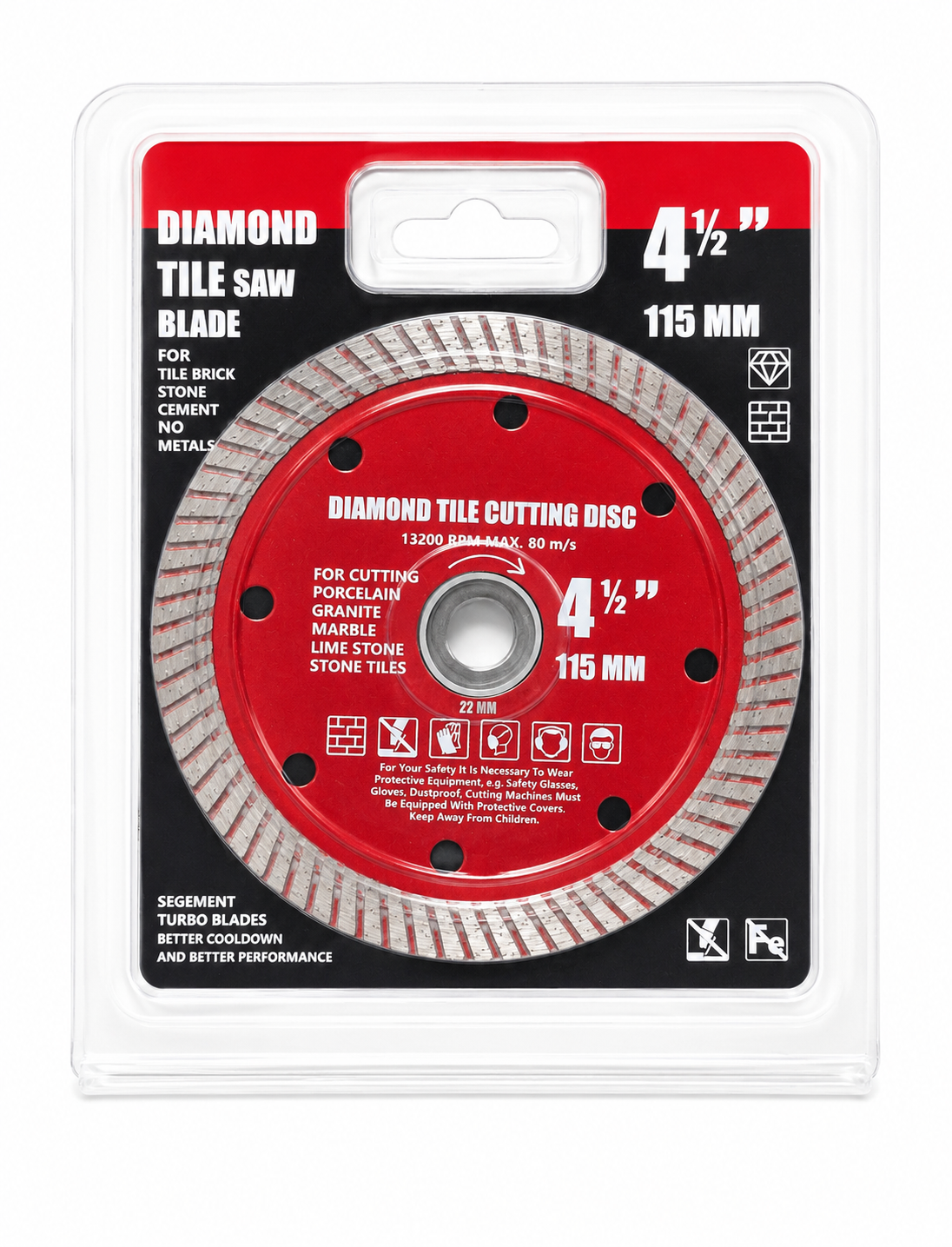 115mm Turbo Diamond Cutting Disc – Fast, Clean Cutting for Masonry & Stone