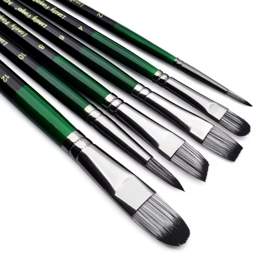 6 PCS Green Mix Premium Watercolor Paint Brush Set – Nylon Tip Artist Brushes with Black/Green Wooden Handles for Painting, School, Art & Craft Projects