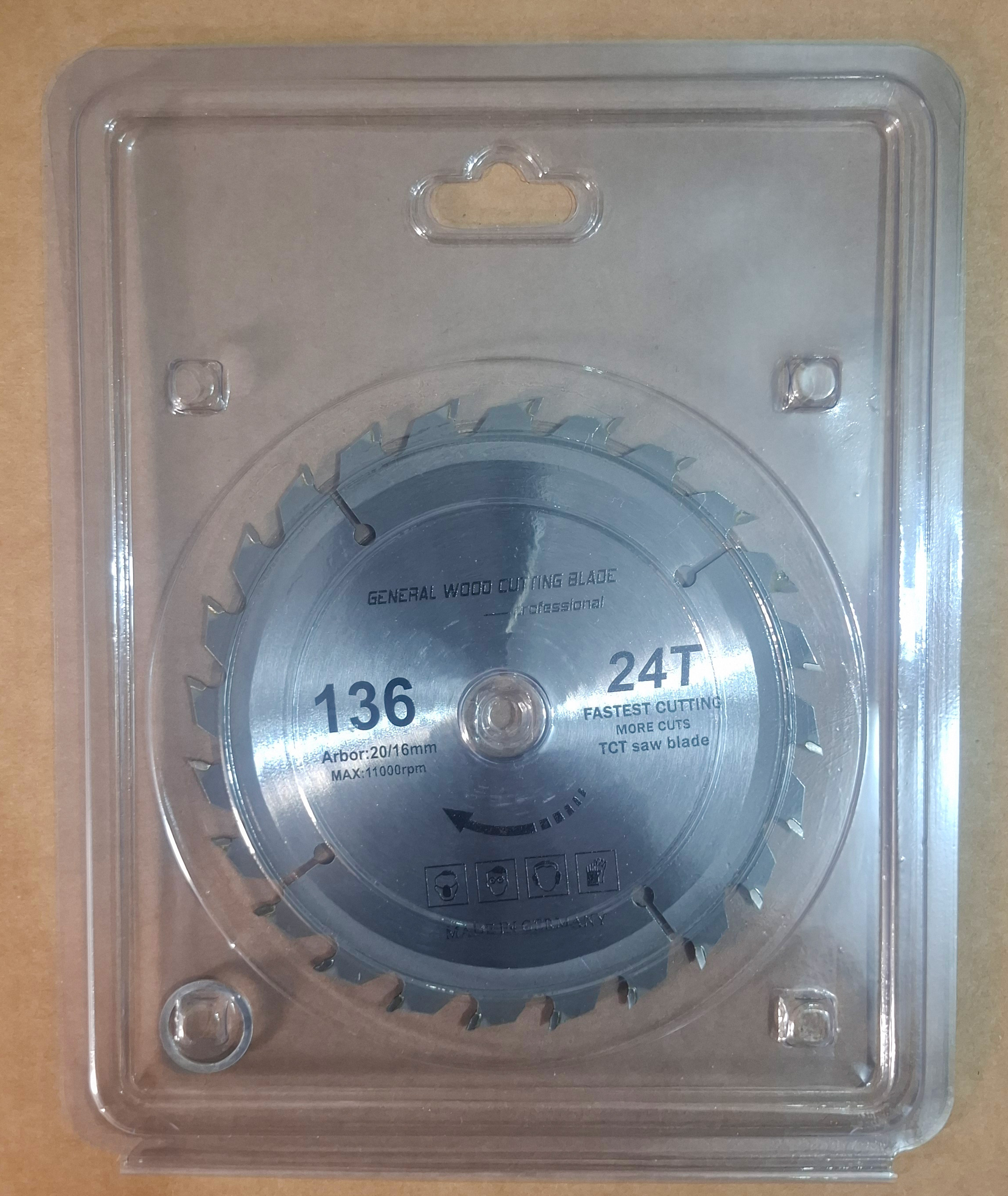 136mm Circular Saw Blade – 20mm Bore – 24 Teeth (TCT) – Made in Germany