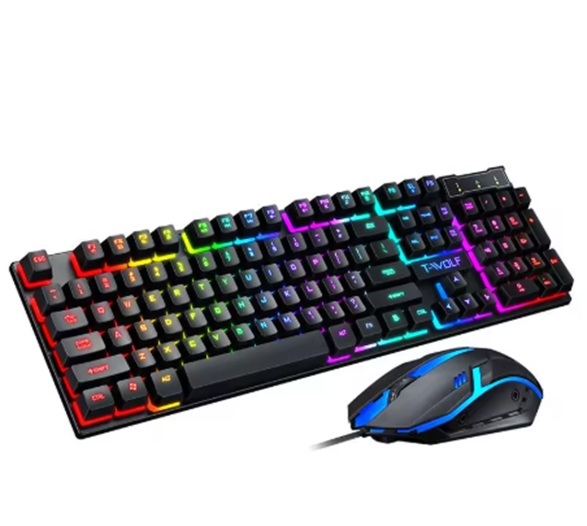 T-WOLF TF200 Gaming Keyboard & Mouse Combo – USB Wired RGB Keyboard and Mouse Set for PC & Laptop