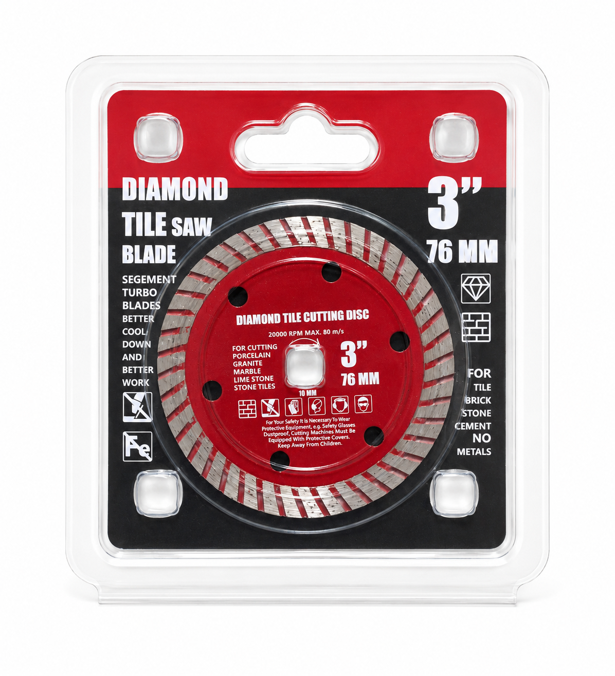 76mm Turbo Diamond Cutting Disc – Fast, Clean Cutting for Masonry & Stone