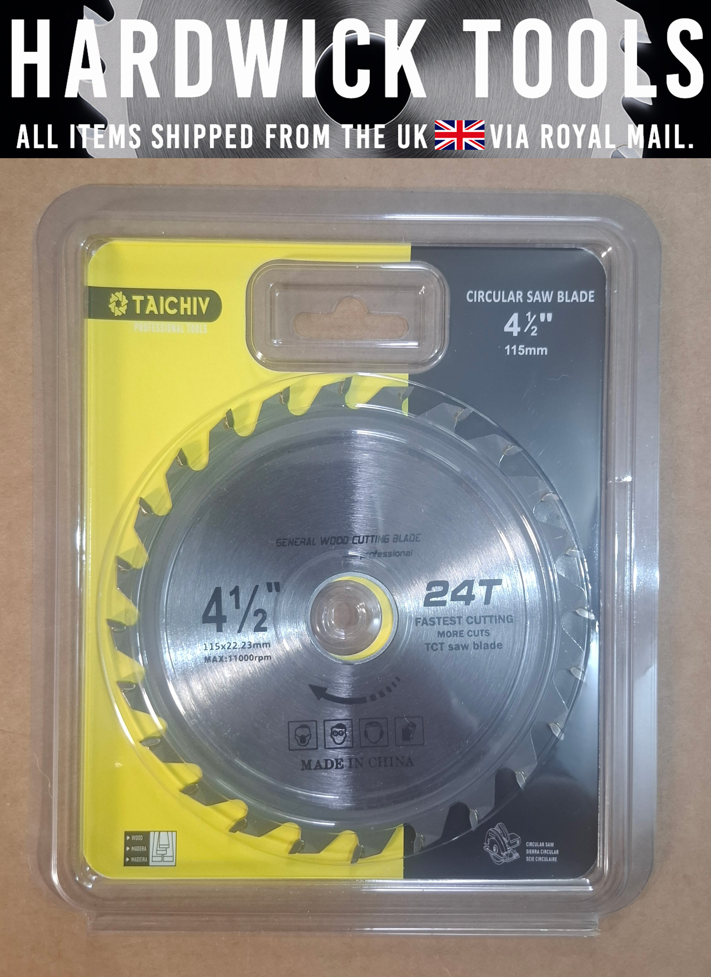 115mm Circular saw blade / Cutting Disc for Wood - Bore 22.2 / 20mm - 24 Teeth
