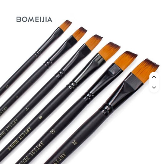 BOMEIJIA 6PCS Watercolor Paint Brush Set – Nylon Bristle Artist Brushes with Black Wooden Handles for Acrylic, Watercolor, Gouache & Craft Painting