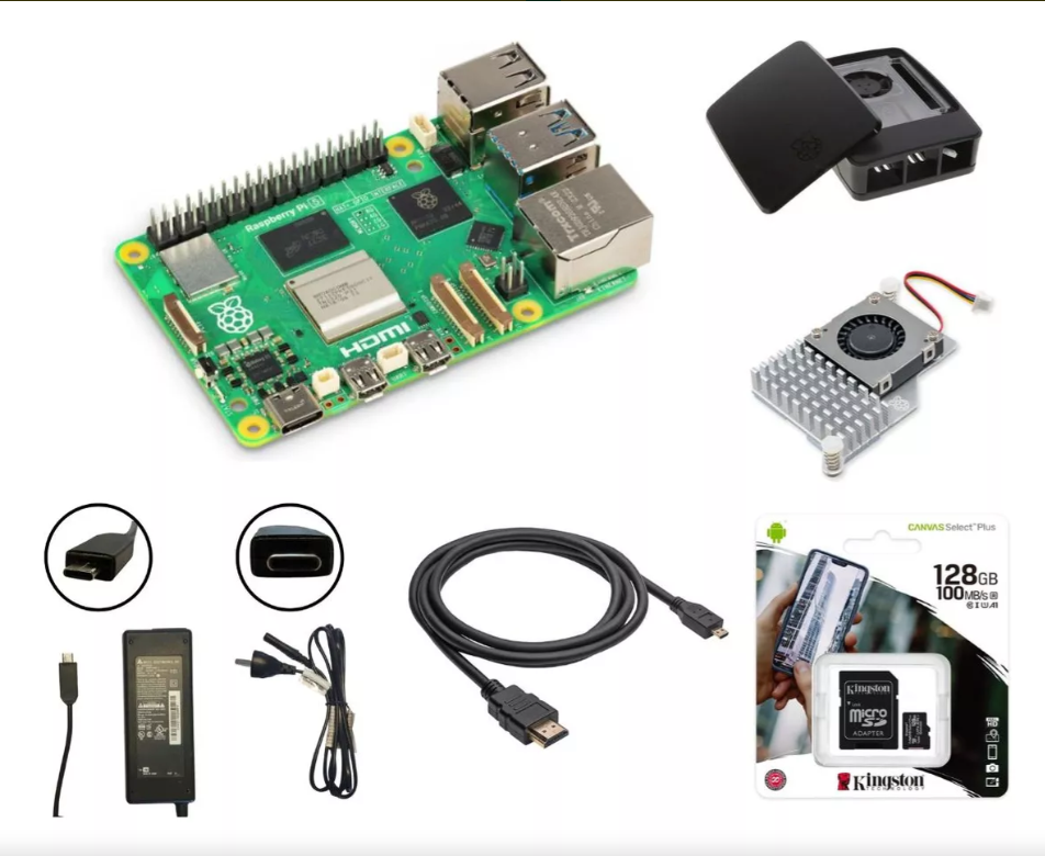 Kit Raspberry Pi5 4gb: Case, Cooler, Fuente, Sd 128, Hdmi