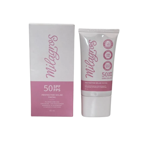 Milagros Protector Solar Facial con Color 50 SPF | Milagros Facial Sunscreen 50 SPF (40ml)