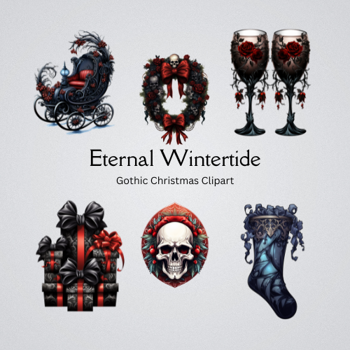 Eternal Wintertide: Gothic Christmas Clipart 12 PNG Digital Download