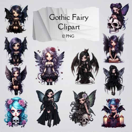 Gothic Fairy Clipart 12 PNG Digital Download