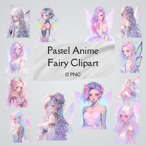 Pastel Anime Fairy Clipart 12 PNG Digital Download