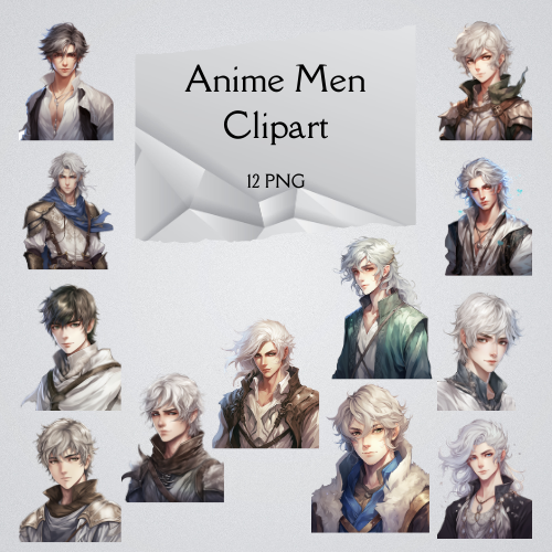 Anime Men Clipart 12 PNG Digital Download