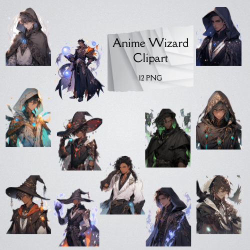 Anime Wizard Clipart 12 PNG Digital Download