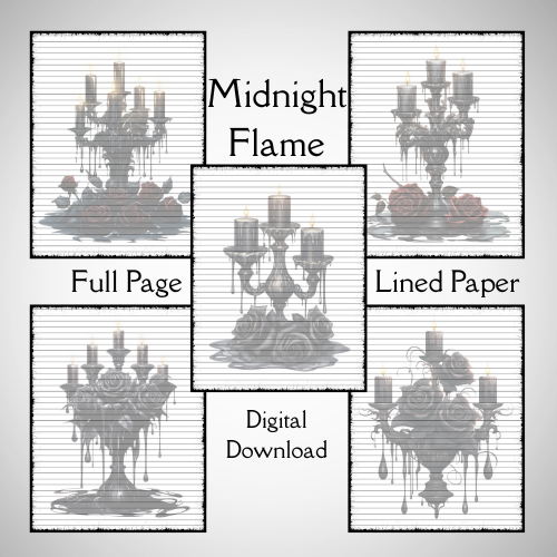 Midnight Flame Full Page Lined Paper