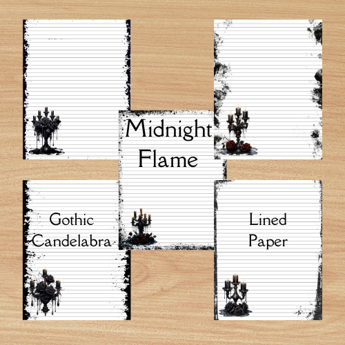 Midnight Flame Gothic Candelabra Lined Paper
