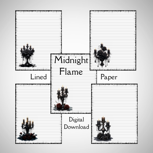 Midnight Flame Gothic Candelabra Lined Paper
