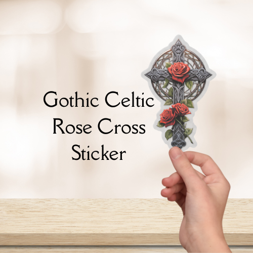 Gothic Celtic Rose Cross Sticker