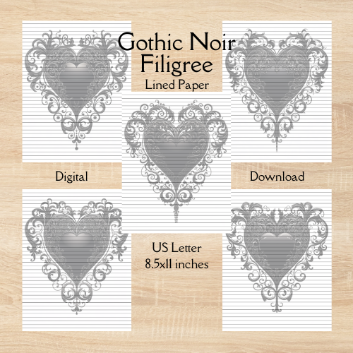 Gothic Noir Filigree Lined Paper