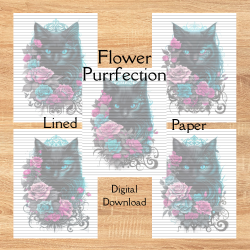 Flower Purrfection Lined Paper