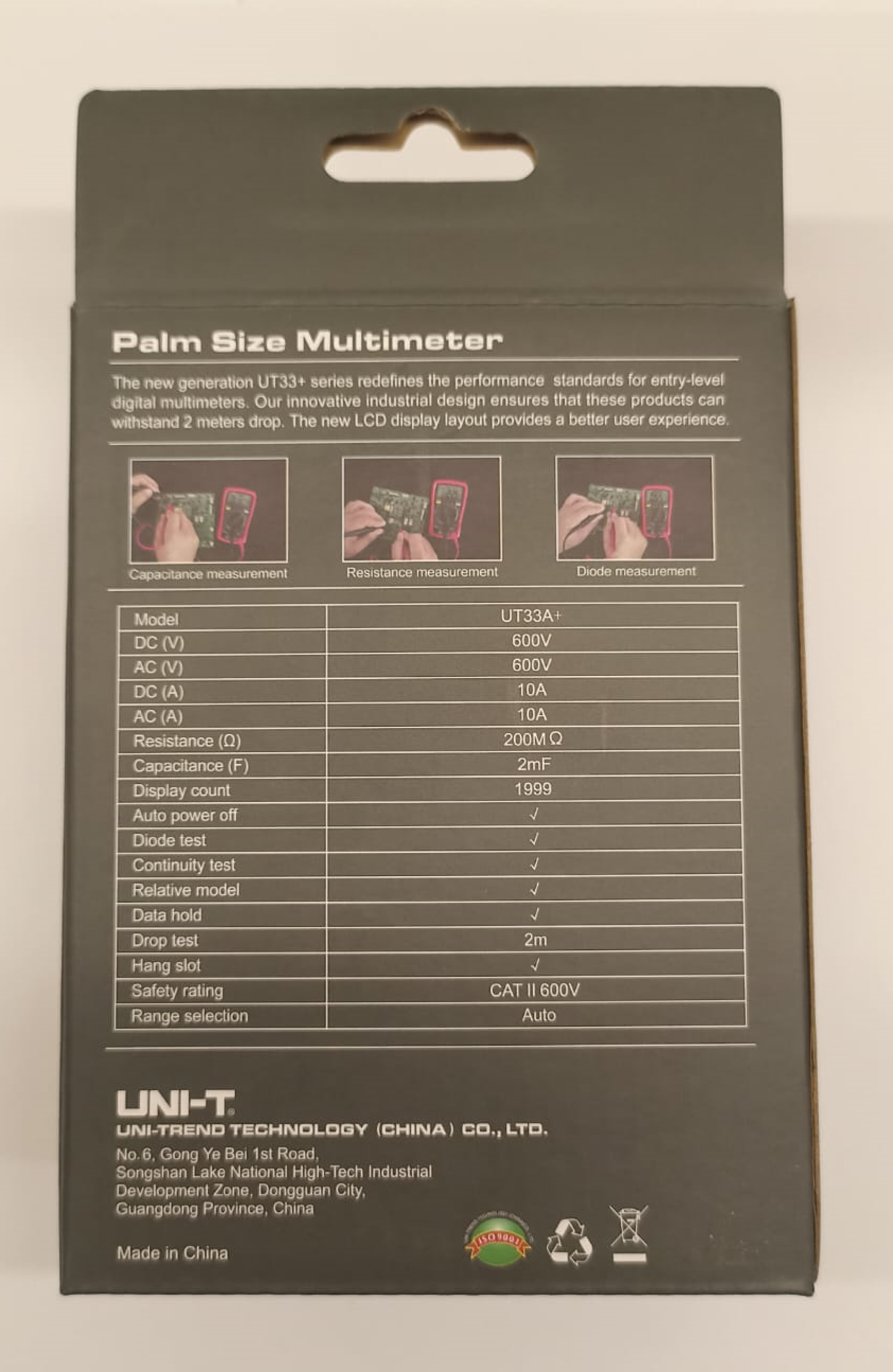 Tester Multimetro UT33A+ con Capacimetro