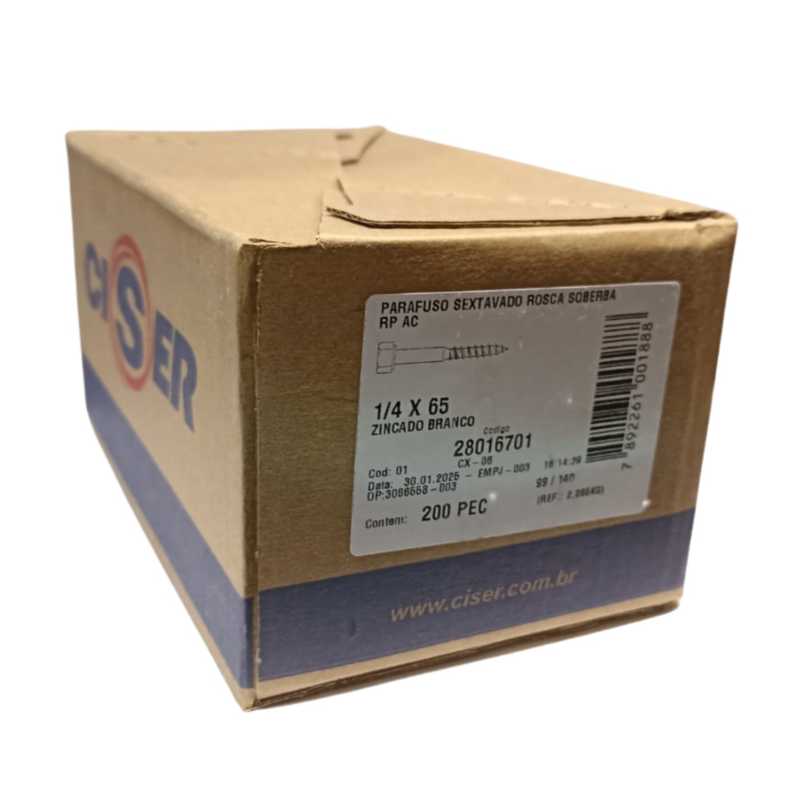 Caja de 200 Tirafondos 1/4 x 65