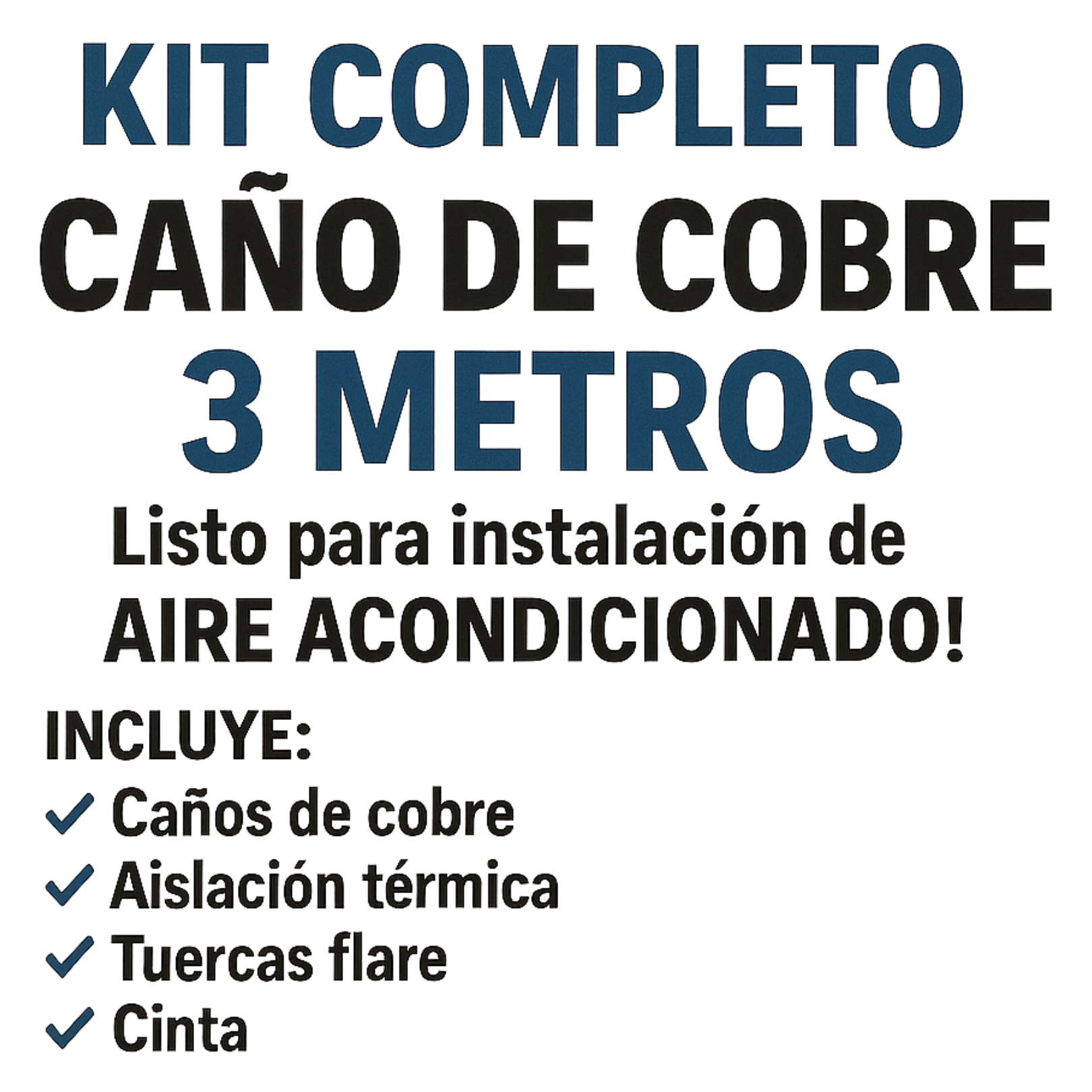 Kit Caños de Cobre 1/4" x 3/8" Aislados de 3 mts