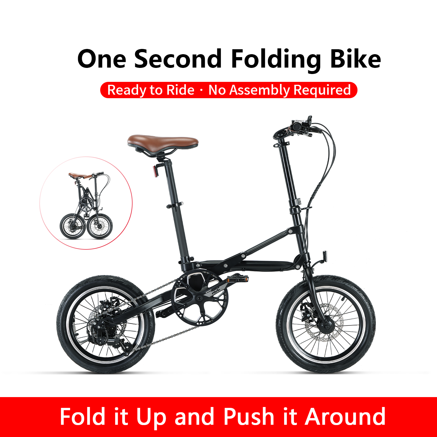 1-Second Folding Bike 16inch fold bike– Ultra-Fast, Portable & Space-Saving