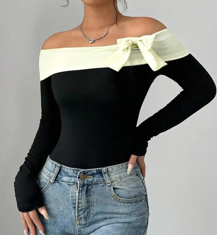 Body Elegante para Mujer con Lazo y Hombros Descubiertos