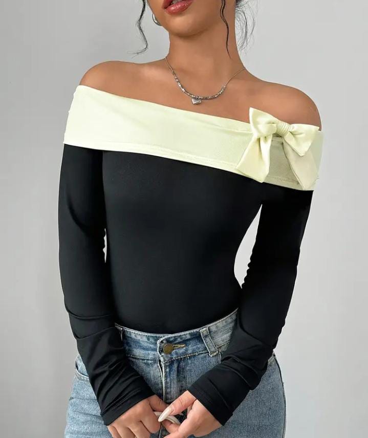 Body Elegante para Mujer con Lazo y Hombros Descubiertos